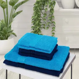 LORENA [6pc] 100% Cotton Super-Soft Terry Towels -2pc Bath, 4pc Hand (d`ross) solid-turq/navy/blue-image-70