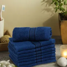 LORENA 100% Cotton Super-Soft Terry Towels -8pc Face Towel (d`ross) solid-navy blue-12