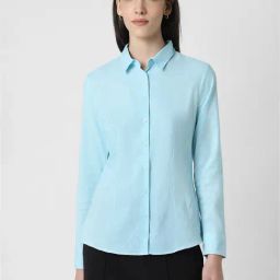 Van Heusen Blue Cotton Checks Shirt-image-29