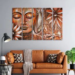 999Store Printed Brown MDF 5 Panels Wall Art-image-62