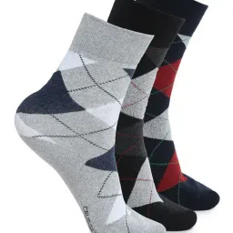 Crusset Multicolor Cotton Blend Calf Length Socks - Set of 3-image-53