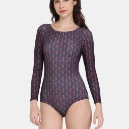 Zelocity by Zivame Pink & Grey Swimsuit-image-69
