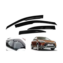 Auto Pearl Car Rain Guards Wind Door Visor Side Compatible with i20 Active (Set of 4, Black)-4