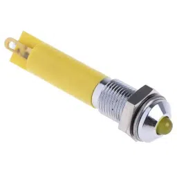RS PRO Yellow Panel Mount Indicator 24V DC, Mounting Hole Size 6 mm, Termination Type Solder Tab, Model No 204782-37