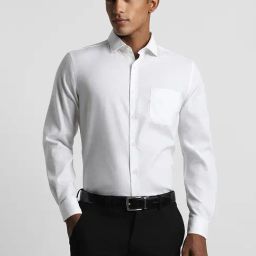 Peter England White Cotton Slim Fit Checks Shirt-picture-35
