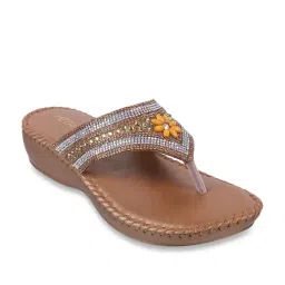 Metro Women's Antique Gold Thong Wedges-picture-20