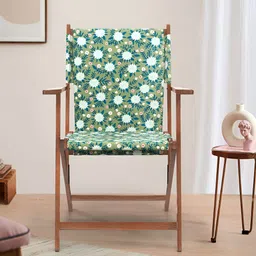 Chumbak Green Floral Printed Spring Marigold Bistro Folding Chair-3
