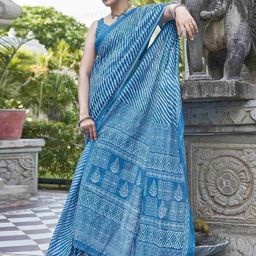 Anouk Striped Pure Cotton Saree-image-27