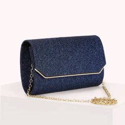 Forever Glam by Pantaloons Navy Shimmer Medium Clutch-11