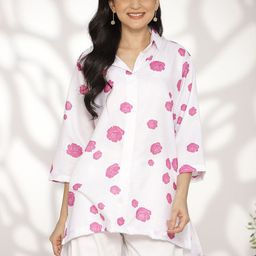 LetsDressUp Women Floral Printed Lapel Collar Pure Cotton Top-image-37