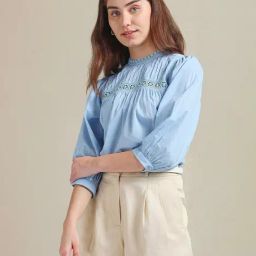 U.S. Polo Assn. Light Blue Cotton Self Design Top-image-44