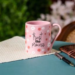Clay Craft Printed Pink Ceramic Coffee Mugs - Set Of 2 (350 ml each)-27