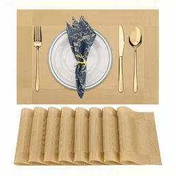 Baskety 8Pc Yellow Washable Table Placemats-57