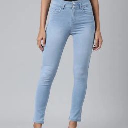 SHOWOFF Blue Denim Embellished Slim Fit Mid Rise Jeans-image-94