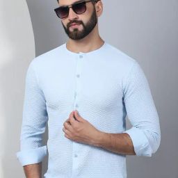 Indian Needle Firozi Regular Fit Self Pattern Shirt-image-28