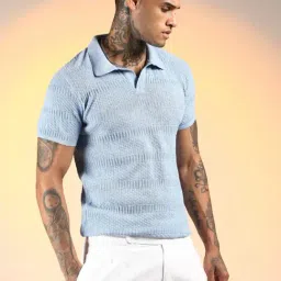 Campus Sutra Blue Regular Fit Polo T-Shirt-picture-18