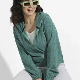Campus Sutra Green Cotton Self Pattern Sweatshirt-image-93