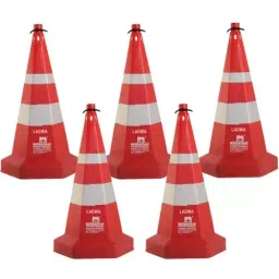 Ladwa 750mm Traffic Safety Cone with Reflective Strips Red, LSI - NC - P5 (Pack of 5)-picture-36