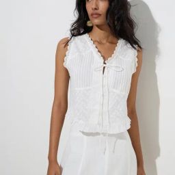LOV by Westside White Floral Embroidered Cotton-Blend Top-picture-43