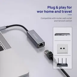Techut USB 3.1 Type-C to Gigabit Ethernet Adapter 1000 Mbps Grey & Black, T-046 image 2