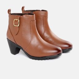 ELLE Women Tan Brown Solid Mid-Top Block Heel Boots-picture-11