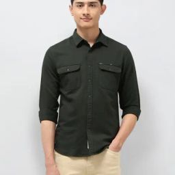 U.S. Polo Assn. Denim Co. Dark Green Cotton Regular Fit Shirt-picture-30