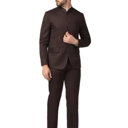 TAHVO Brown  Slim Fit Two Piece Suit-image-58