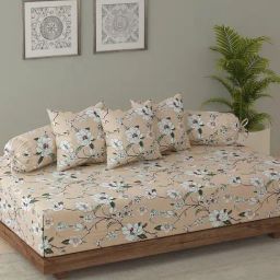 Swayam Ananda Beige Pure Cotton Floral Diwan Set-image-80