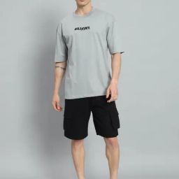 Griffel Grey Cotton Loose Fit Printed Co-Ord Set-image-88