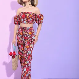 Tokyo Talkies Printed Top With Trousers Co-Ords-picture-13