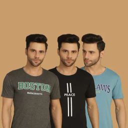 Vimal Jonney Multicolor Regular Fit Printed Crew T-Shirt - Pack of 3-image-73