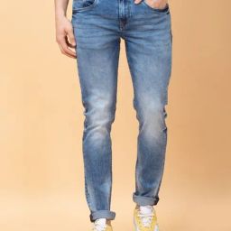Being Human Blue Cotton Slim Fit Solid Jeans-image-90