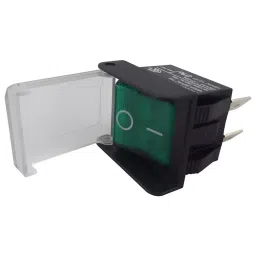 ARCOLECTRIC (BULGIN LIMITED) SWITCH, ROCKER, DPST, W/COVER, GRN, ILL, C1353AHNAB-25