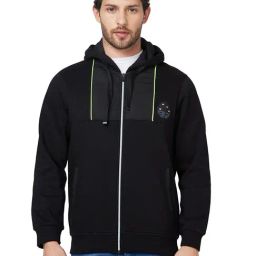 Spykar Black Regular Fit Embroidered Hooded Sweatshirt-picture-41