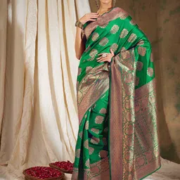 DEVATITHI Floral Woven Design Zari Banarasi Saree-picture-45