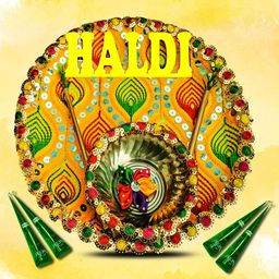ME & YOU Yellow & Green Haldi Thali With 4 Mehendi Cones-64