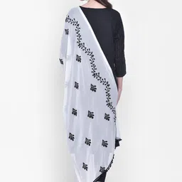 Dupatta Bazaar White & Black Embroidered Dupatta image 5