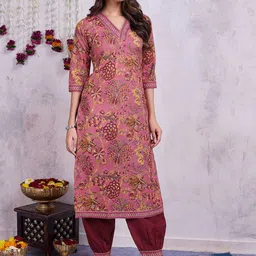 MOJILAA Women Floral Printed Regular Gotta Patti Pure Cotton Kurta with Salwar-picture-51
