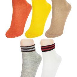 NESKA MODA Kids Pack Of 5 Multi Ankle Length Strip Socks-picture-4
