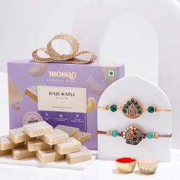 Set Of 2 Peacock Rakhi With Kaju Katli-10