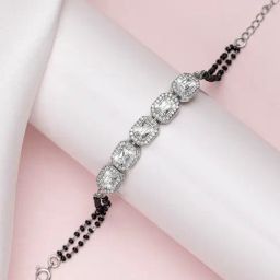 Zavya Cubic Zirconia 92.5 Sterling Silver Mangalsutra Bracelet-picture-39