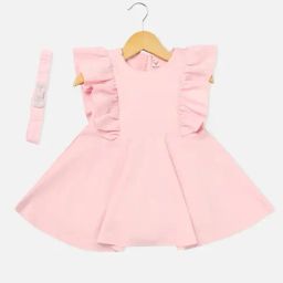 Allen Solly Junior Pink Solid Frock with Hairband-image-54