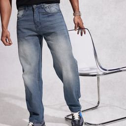 WROGN Men Loose Fit Heavy Fade Pure Cotton Jeans-image-70