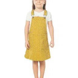 Cherry Crumble By Nitt Hyman Kids Yellow Printed Dungaree Dress-image-40