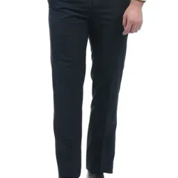 Arrow Navy Mid Rise Flat Front Trousers-image-23