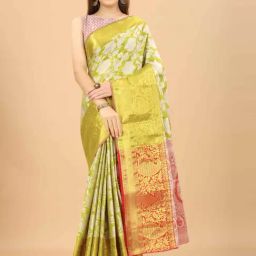 Silk Land Green Woven Saree With Unstitched Blouse-image-54