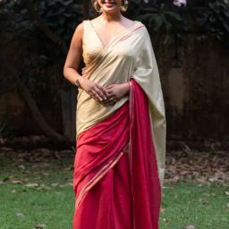 Suta Beige & Pink Plain Saree Without Blouse-picture-22