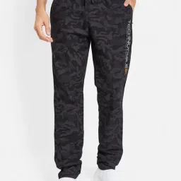 Octave Black Cotton Regular Fit Camouflage Trackpants-image-57