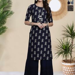 HERE&NOW Selection Of 3 Ethnic Motifs Printed Round Neck Straight Kurta-image-95