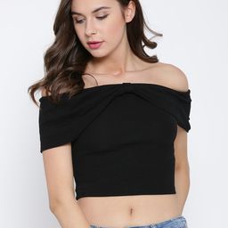 Veni Vidi Vici Women Black Solid Bardot Top-image-46